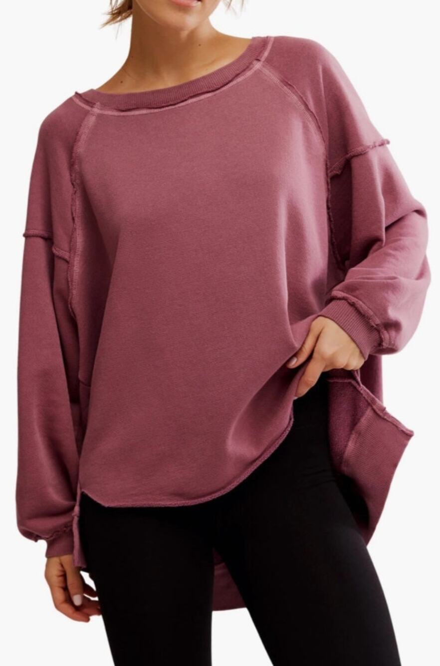 FP‎ Movement Free People Oversized Sweatshirt Womens Size S Maroon Garment Dyed